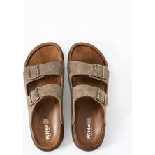 BirrBazaar Ortopedik Günlük Kaymaz Taban Yumuşak Deri Tokalı Ev Dışarı Erkek Terlik