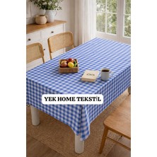 Yek Home Tekstil Astarlı Silinebilir Kare Ekose Desen Muşamba Masa Örtüsü,kırmızı,gri,krem,mavi