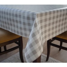 Yek Home Tekstil Astarlı Silinebilir Kare Ekose Desen Muşamba Masa Örtüsü,kırmızı,gri,krem,mavi