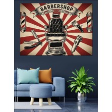 Artmeg Berber Dükkanı Retro Tabela Dekoratif Kanvas - Mdf Ahşap Tablo