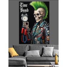 Artmeg Mohawk Saçlı Kuru Kafa Dekoratif Kanvas - Mdf Ahşap Tablo