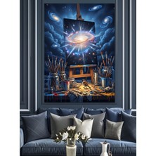 Artmeg Uzay Temalı Resim Tuvali Dekoratif Kanvas - Mdf Ahşap Tablo