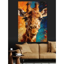 Artmeg Renkli Zürafa Portre Çizimi Dekoratif Kanvas - Mdf Ahşap Tablo