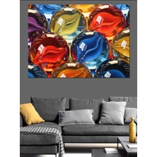 Artmeg Renkli Cam Misket Topları Dekoratif Kanvas - Mdf Ahşap Tablo