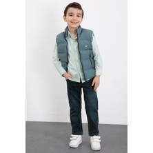 Cansın Mini Yeşil Şişme Yelekli Gömlekli Erkek Çocuk 3lü Pantolonlu Takım 23471