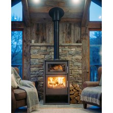 Goldfire Linea 11,5kw Odunluk ve Fırınlı Çelik Soba Şömine