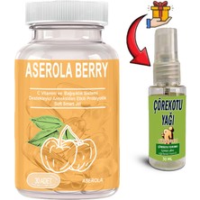 Aserola Berry 1 Kutu Aserola Ekstratlı C Vitaminli Antioksidanlı Probiyotik 30LU Soft Jel Kapsüller Yanında Çörek Otu Masaj Yağı 30 ml