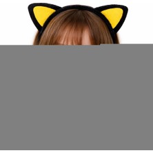 Üreticiniz Peluş Kedi Kulak Taç Sarı Siyah – Çocuk Parti  Kostüm Tacı