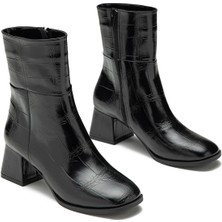 Dedos Kadın Fermuarlı Günlük Kısa Topuklu Croccon Detaylı Bot 4205