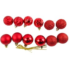 Sunman Yılbaşı Kırmızı Ağaç Süsü Karışık 12'li