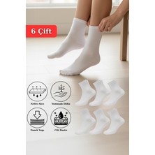 Rays 6 Çift Kadın Beyaz Esnek Pamuklu Örme Soket çorap 1021