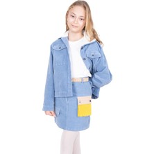 Ozmoz Fitilli Kadife Açık Mavi Kışlık Kız Çocuk Etek