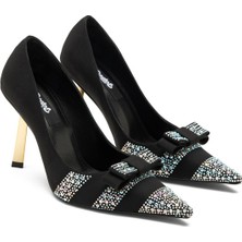 Dedos Özel Taş Işlemeli Kadın Yüksek Topuklu Fiyonklu Abiye Ayakkabı 333