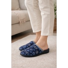 Wordex Extra Soft ZH001 Önü Kapalı Kışlık Çiçekli Kadın Ev Misafir Terliği