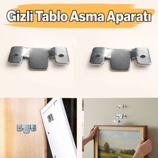 Badem10 Gizli Tablo Asma Askısı 2 Adet Metal Güçlü Taşıma Kapasiteli Duvar Tipi Çerçeve Askı Aparatı