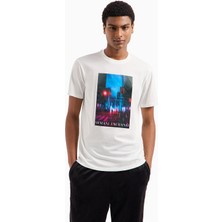 Armani Exchange Bisiklet Yaka Baskılı Ekru Erkek T-Shirt XM000058 AF10356 U0009