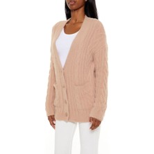 F21 Saç Örgü Detaylı Hırka