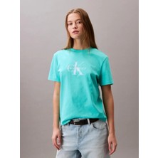 Calvin Klein Kadın Mavi Calvin Klein Hero Ss Classıc Monologo Cneck T Mavi Kadın Tişört