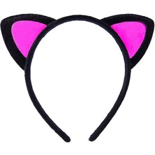 Timion Sevimli Kedi Kulak Pofuduk Kedi Taç Siyah Içi Şeker Pembe Renk 17X15 cm (5148)