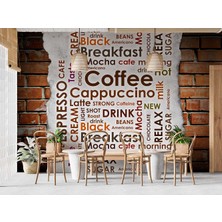 Grown Espresso ve Latte Yazılı Stil Kahve Temalı Duvar Kağıdı