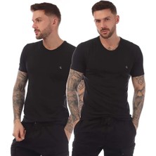 Calvin Klein 2'li Paket Essential Crew Tişört, Siyah