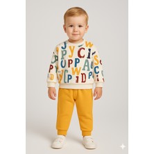 Selvira Çok Renkli Baskılı Bebek Takımı | Unisex Sweatshirt ve Eşofman Altı Seti