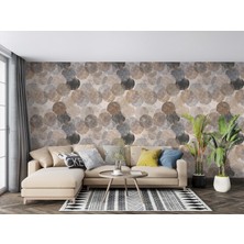 Grown Kahverengi Desenli Dairesel Desen Duvar Kağıdı