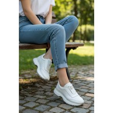 Konfores 1965-273061 Hakiki Deri Anatomik Tabanlı Kadın Sneakers Ayakkabı - NKT01965-BEYAZ-40