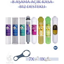 Nefa Tüm Açık Kasalara Uyumlu Ph8 B 12 Destekli 8 Aşamalı Su Arıtma Filtre Seti