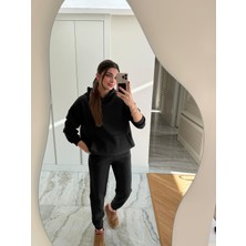 Yakamel Kadın Oversıze Kapüşonlu Eşofman Takımı