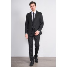 Mentality 9176 Erkek Kırlangıç Yaka Slim Fit Takım Elbise Siyah