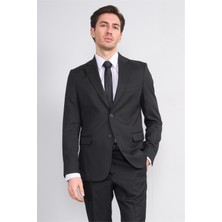 Mentality 9188 Erkek Mono Yaka Slim Fit Takım Elbise Siyah