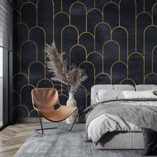Grown Lacivert Üzerinde Modern Yaylar Duvar Kağıdı