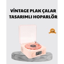 Kaia 3-Ü-1 Gece Işığı Bluetooth Hoparlör ve Dijital Saat Vintage Plak Çalar Tasarımlı