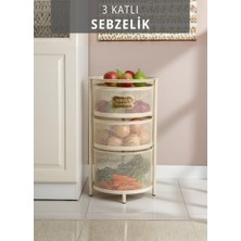 Jet's Home 3 Katlı Sebzelik Açılır Metal Patates Soğan Sepeti Paslanmaz Meyvelik Organizer Sepet Krem