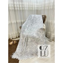 Özlü Home Pamuklu Koltuk - Çekyat Örtüsü 170X220 Alaca Gri Kaydırmaz Koltuk Şalı