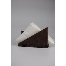 Bel&Co Home Üçgen Tasarım Ahşap Peçetelik – Koyu Ceviz | Modern Minimalist Masaüstü Dekor