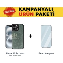 Royal Case iPhone 16 Pro Max Suni Deri Kılıf ve Temperli Ekran Koruyucu Koruma Paketi Ryc/aras+Cam