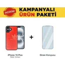 Techno Guru iPhone 16 Plus Ikili Ekonomik Koruma Paketi Aras Deri Kılıf + Temperli Ekran Koruyucu