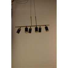GN Gen Aydınlatma Modern Gold Lineer Gövdeli Siyah Dokulu Spot Başlıklı 6'lı Şık Tasarım Avize