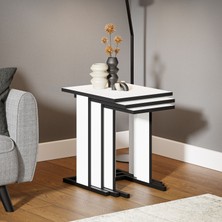 Ceramical Zg5 3'lü Zigon Sehpa - Beyaz/siyah