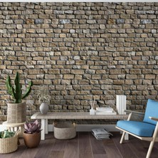 Grown Toprak Tonlarında Doğal Taş Görünümlü Duvar Kağıdı