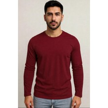 Axxel Erkek Bordo Pamuklu Likralı Süprem  Uzun Kollu T-SHIRT-D240