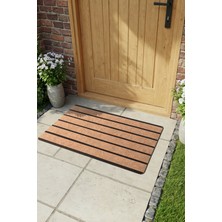 PS018A Kaymaz Taban Bej Desenli Nem Alıcı Toz Alıcı Kapı Önü Paspası Uv Dayanıklı 45X70
