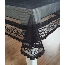 Raşel Örme 140X180 Pano Desenli Masa Örtüsü Siyah