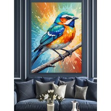 Karizma Tablo Renkli Kuş Dal Üstünde Dekoratif Kanvas - Mdf Ahşap Tablo