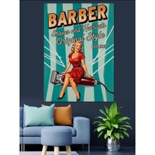 Karizma Tablo Retro Berber Kadın Posteri Dekoratif Kanvas - Mdf Ahşap Tablo