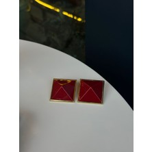 Renda Accessory Bordo Vintage Üçgen Küp Küpe