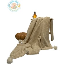 Welsoft Bebek Battaniyesi Pamuklu kumaş ponponlu Happy Baby Dikiş Atölyesi yumuşak dokunuş