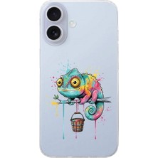 PrintiFy iPhone 17 ile Uyumlu Splash Bukalemun Tasarımlı Şeffaf Silikon Kılıf